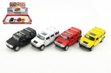Auto Kinsmart Hummer H2 SUV kov/plast 12cm na zpětné natažení 4 barvy 12ks v boxu