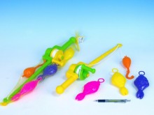 Hra ryby/rybář plast 3ks+prut 50cm 2 barvy v síťce