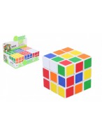 Kostka hlavolam 3x3x3 plast ve fólii 6x6x6cm 6ks v boxu