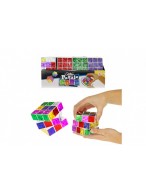Kostka skládací hlavolam plast třpytivá 6,5x6,5cm v sáčku 24ks v boxu