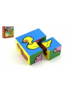 Kostky kubus čtyřkostka Moje první zvířátka dřevo 4ks v krabičce 8,5x8,5x4cm MPZ