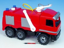 Mercedes auto hasiči plast 60cm stříkací vodu nádržka 1,6l v krabici 68x38x27cm