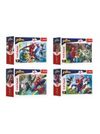 Minipuzzle 54 dílků Spidermanův čas 4 druhy v krabičce 9x6,5x4cm 40ks v boxu