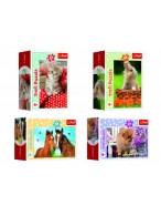 Minipuzzle 54 dílků Zvířátka - mláďata 4 druhy v krabičce 9x6,5x4cm 40ks v boxu