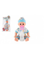 Panenka miminko plast 32cm pevné tělo pijící, čůrající na baterie se zvukem s doplňky v sáčku