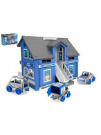 Play House - Policejní stanice plast + 3ks auta + 1ks helikoptéra v krabici 59x39x15cm