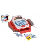 Pokladna malá digitální plast 18cm s doplňky na baterie se zvukem se světlem v krabici 22x15x18cm