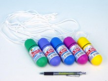 Pokladnička na krk se šňůrkou 11,5cm plast 5 barev vodotěsná