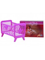 Postýlka pro panenky bez soupravy plast 32x47x26cm mix barev v krabici 48x33x8cm