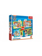 Puzzle 4v1 Šťastný tým Paw Patrol/Tlapková Patrola v krabici 28x28x6cm