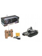 Tank RC plast 33cm T-34/85 na baterie+dobíjecí pack 27MHz se zvukem a světlem v krabici 40x15x19cm