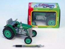 Traktor Zetor červený na klíček kov 14cm 1:25 v krabičce Kovap