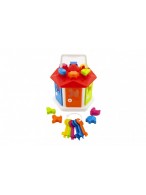 Vkládačka domeček plast s klíči se zvířátky v sáčku 19x20x19cm 12m+